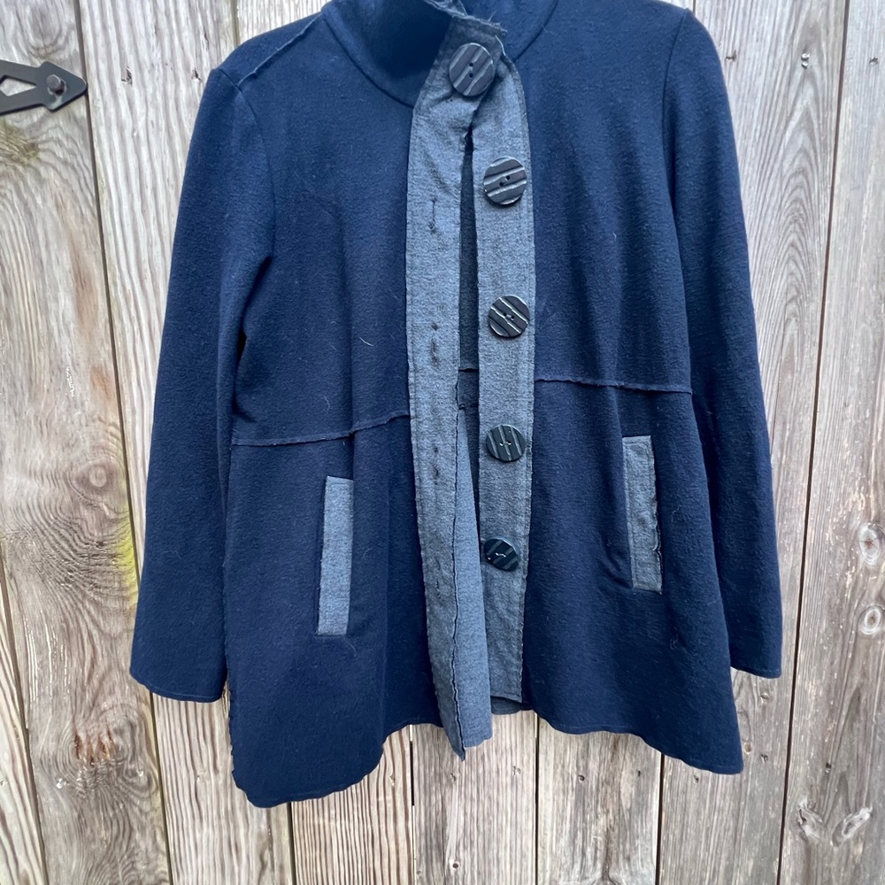 HABITAT Cotton Two Tone Jersey Jacket Cardigan Navy Women’s Small - Picture 2 of 8